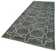 Geometric Carpet Black Geometric Cotton Wool Handmade Area Rug 4'7'' x 13'5''