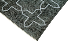 Geometric Carpet Black Geometric Cotton Wool Handmade Area Rug 4'7'' x 13'5''