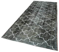 Geometric Carpet Black Geometric Cotton Wool Handmade Area Rug 4'9'' x 12'7''