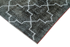 Geometric Carpet Black Geometric Cotton Wool Handmade Area Rug 4'9'' x 12'7''