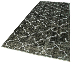 Geometric Carpet Black Geometric Cotton Wool Handmade Area Rug 4'8'' x 11'7''
