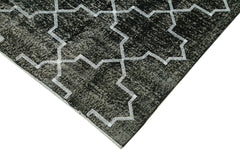 Geometric Carpet Black Geometric Cotton Wool Handmade Area Rug 4'8'' x 11'7''