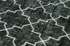 Geometric Carpet Black Geometric Cotton Wool Handmade Area Rug 4'8'' x 11'7''