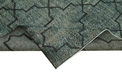 Geometric Carpet Black Geometric Cotton Wool Handmade Area Rug 4'8'' x 12'0''