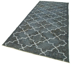 Geometric Carpet Grey Geometric Cotton Wool Handmade Area Rug 4'9'' x 12'3''