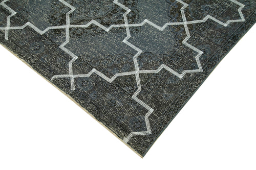 Geometric Carpet Grey Geometric Cotton Wool Handmade Area Rug 4'9'' x 12'3''
