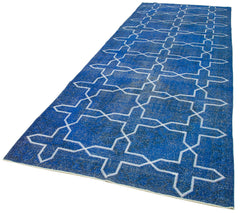 Carpet Blue Geometric Cotton Wool Handmade Area Rug 4'9'' x 13'2''