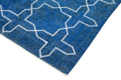 Carpet Blue Geometric Cotton Wool Handmade Area Rug 4'9'' x 13'2''