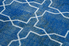 Carpet Blue Geometric Cotton Wool Handmade Area Rug 4'9'' x 13'2''