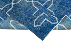 Carpet Blue Geometric Cotton Wool Handmade Area Rug 4'9'' x 13'2''