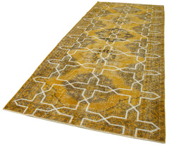 Geometric Carpet Yellow Geometric Cotton Wool Handmade Area Rug 4'9'' x 12'8''