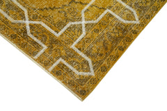 Geometric Carpet Yellow Geometric Cotton Wool Handmade Area Rug 4'9'' x 12'8''