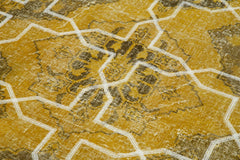 Geometric Carpet Yellow Geometric Cotton Wool Handmade Area Rug 4'9'' x 12'8''