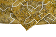 Geometric Carpet Yellow Geometric Cotton Wool Handmade Area Rug 4'9'' x 12'8''