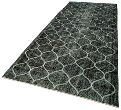 Geometric Carpet Black Geometric Cotton Wool Handmade Area Rug 4'9'' x 12'8''