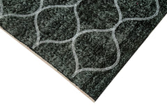 Geometric Carpet Black Geometric Cotton Wool Handmade Area Rug 4'9'' x 12'8''