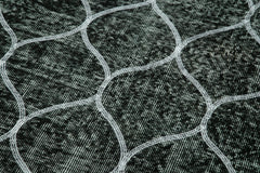 Geometric Carpet Black Geometric Cotton Wool Handmade Area Rug 4'9'' x 12'8''