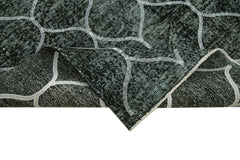 Geometric Carpet Black Geometric Cotton Wool Handmade Area Rug 4'9'' x 12'8''