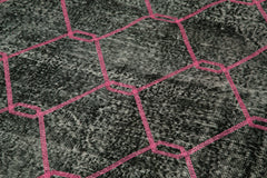 Geometric Carpet Black Geometric Cotton Wool Handmade Area Rug 5'1'' x 13'9''
