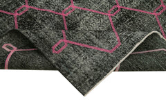 Geometric Carpet Black Geometric Cotton Wool Handmade Area Rug 5'1'' x 13'9''