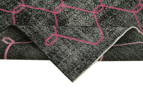 Geometric Carpet Black Geometric Cotton Wool Handmade Area Rug 5'1'' x 13'9''