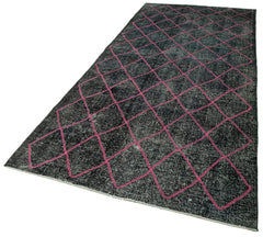 Geometric Carpet Black Geometric Cotton Wool Handmade Area Rug 4'10'' x 11'7''
