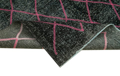 Geometric Carpet Black Geometric Cotton Wool Handmade Area Rug 4'10'' x 11'7''