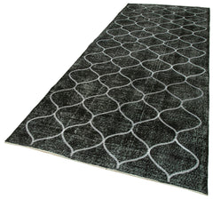 Geometric Carpet Black Geometric Cotton Wool Handmade Area Rug 4'8'' x 11'11''