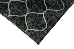 Geometric Carpet Black Geometric Cotton Wool Handmade Area Rug 4'8'' x 11'11''