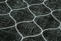 Geometric Carpet Black Geometric Cotton Wool Handmade Area Rug 4'8'' x 11'11''