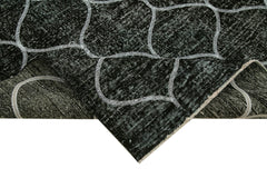 Geometric Carpet Black Geometric Cotton Wool Handmade Area Rug 4'8'' x 11'11''