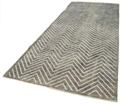 Geometric Carpet Grey Geometric Cotton Wool Handmade Area Rug 4'11'' x 12'5''