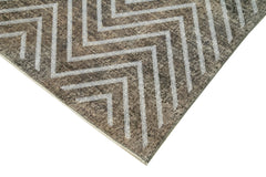 Geometric Carpet Grey Geometric Cotton Wool Handmade Area Rug 4'11'' x 12'5''