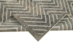 Geometric Carpet Grey Geometric Cotton Wool Handmade Area Rug 4'11'' x 12'5''