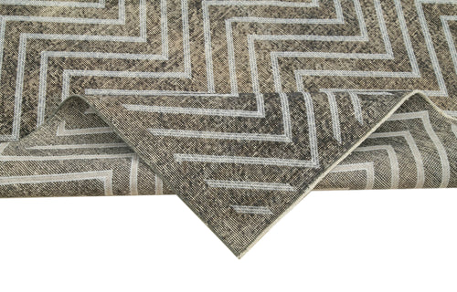 Geometric Carpet Grey Geometric Cotton Wool Handmade Area Rug 4'11'' x 12'5''