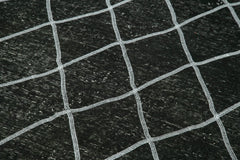 Geometric Carpet Black Geometric Cotton Wool Handmade Area Rug 4'9'' x 12'3''