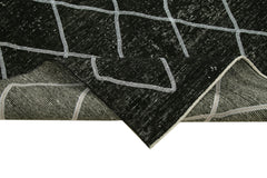 Geometric Carpet Black Geometric Cotton Wool Handmade Area Rug 4'9'' x 12'3''