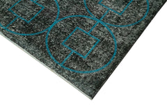 Geometric Carpet Black Geometric Cotton Wool Handmade Area Rug 4'7'' x 12'3''