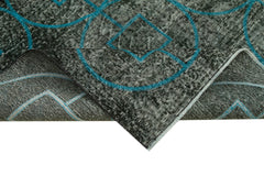 Geometric Carpet Black Geometric Cotton Wool Handmade Area Rug 4'7'' x 12'3''