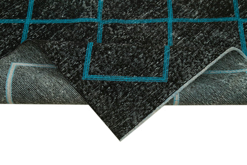Geometric Carpet Black Geometric Cotton Wool Handmade Area Rug 4'8'' x 12'3''