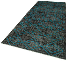 Geometric Carpet Black Geometric Cotton Wool Handmade Area Rug 4'9'' x 11'9''