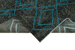 Geometric Carpet Black Geometric Cotton Wool Handmade Area Rug 4'9'' x 11'9''