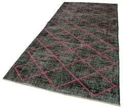 Geometric Carpet Black Geometric Cotton Wool Handmade Area Rug 4'7'' x 10'10''