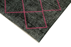 Geometric Carpet Black Geometric Cotton Wool Handmade Area Rug 4'7'' x 10'10''