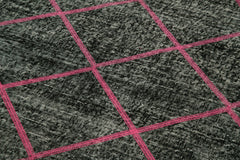 Geometric Carpet Black Geometric Cotton Wool Handmade Area Rug 4'7'' x 10'10''