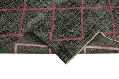 Geometric Carpet Black Geometric Cotton Wool Handmade Area Rug 4'7'' x 10'10''