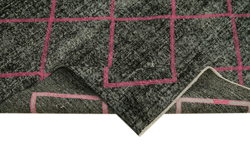 Geometric Carpet Black Geometric Cotton Wool Handmade Area Rug 4'7'' x 10'10''