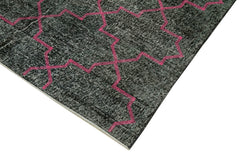 Geometric Carpet Black Geometric Cotton Wool Handmade Area Rug 4'9'' x 12'9''