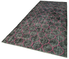 Geometric Carpet Black Geometric Cotton Wool Handmade Area Rug 4'9'' x 11'7''