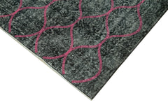 Geometric Carpet Black Geometric Cotton Wool Handmade Area Rug 4'9'' x 11'7''